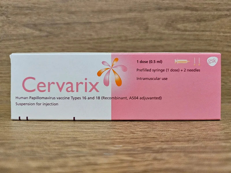 Cervarix HPV vaccine box by GSK, a bivalent human papillomavirus vaccine used in Singapore