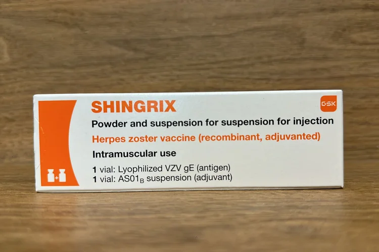 Shingrix recombinant zoster vaccine box by GSK, the shingles vaccine used in Singapore