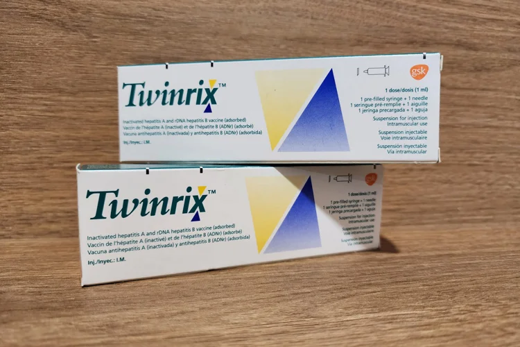 Twinrix combined Hepatitis A and B vaccine box by GSK, used in Singapore